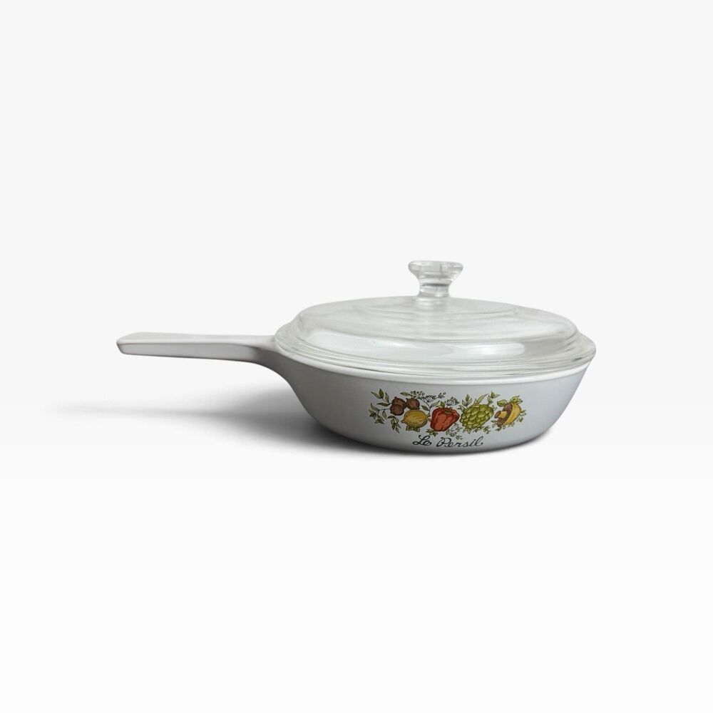 Vtg. Corning Ware P-83-B Spice of Life “Le Persil” 6.5" Fry Pan Skillet With Lid